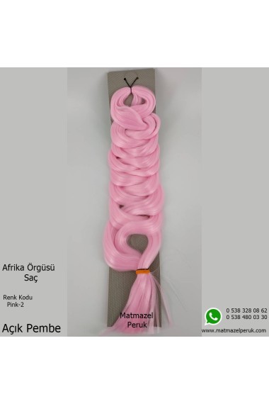 Sentetik Afrika Örgüsü Saç Açık Pembe Renk Kodu-Pink -2