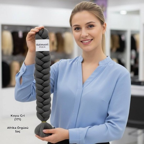 Ankara Afrika Örgüsü Saç Koyu Gri 165 Gram