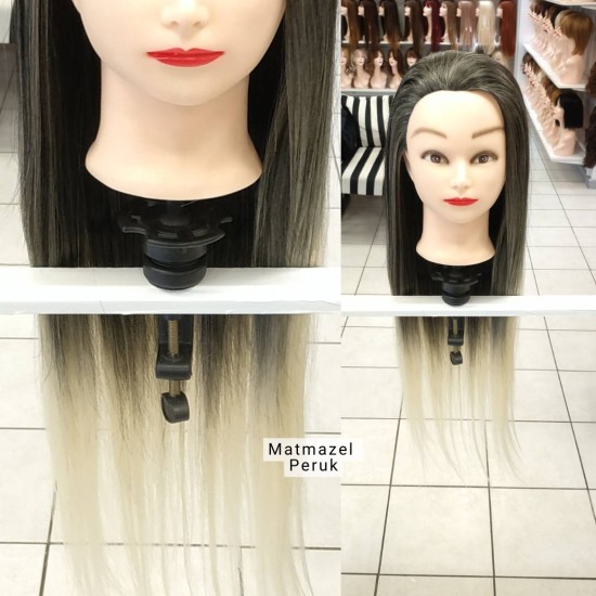 Eğitim Mankeni Fiber Sentetik Koyu Kumral Platin Ombre 65 Cm 