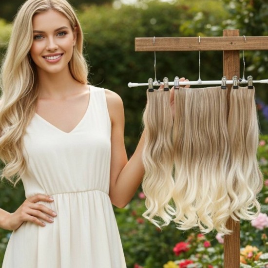  Yarımay Postiş Ankara Fiber Sentetik 3'lü Set Açık Karamel Platin Ombre