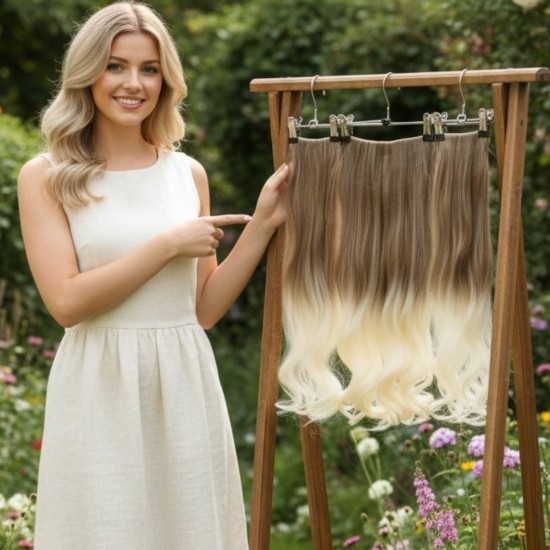  Yarımay Postiş Ankara Fiber Sentetik 3'lü Set Açık Karamel Platin Ombre