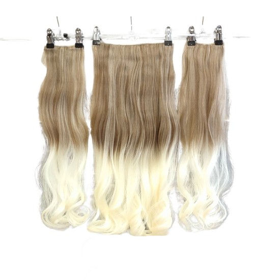  Yarımay Postiş Ankara Fiber Sentetik 3'lü Set Açık Karamel Platin Ombre