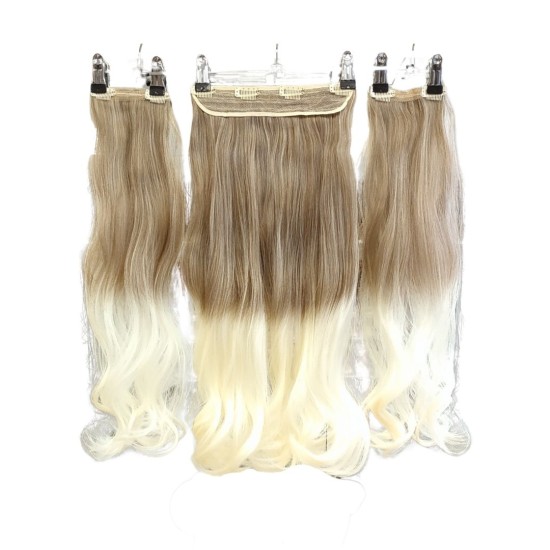  Yarımay Postiş Ankara Fiber Sentetik 3'lü Set Açık Karamel Platin Ombre