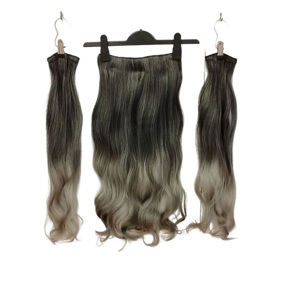  Yarımay Postiş Ankara Fiber Sentetik 3'lü Set Siyah Koyu Gri Ombre
