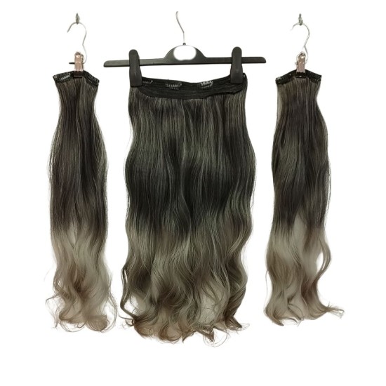  Yarımay Postiş Ankara Fiber Sentetik 3'lü Set Siyah Koyu Gri Ombre