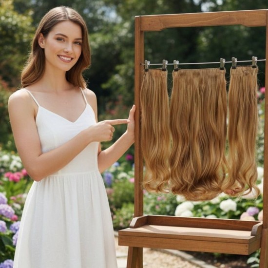  Yarımay Postiş Ankara Fiber Sentetik 3'lü Set Karamel