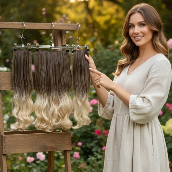  Yarımay Postiş Ankara Fiber Sentetik 3'lü Set Küllü Kumral Platin Ombre  