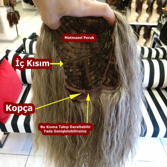 Ankara Kızılay Peruk Uzun Fiber Sentetik Su Dalgası Küllü Kumral Platin Ombre 